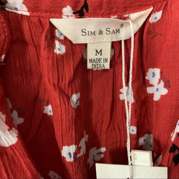 SIM & SAM Boho Style Sleeveless Top Rust Ditsy Womens Size M New - Picture 3 of 7